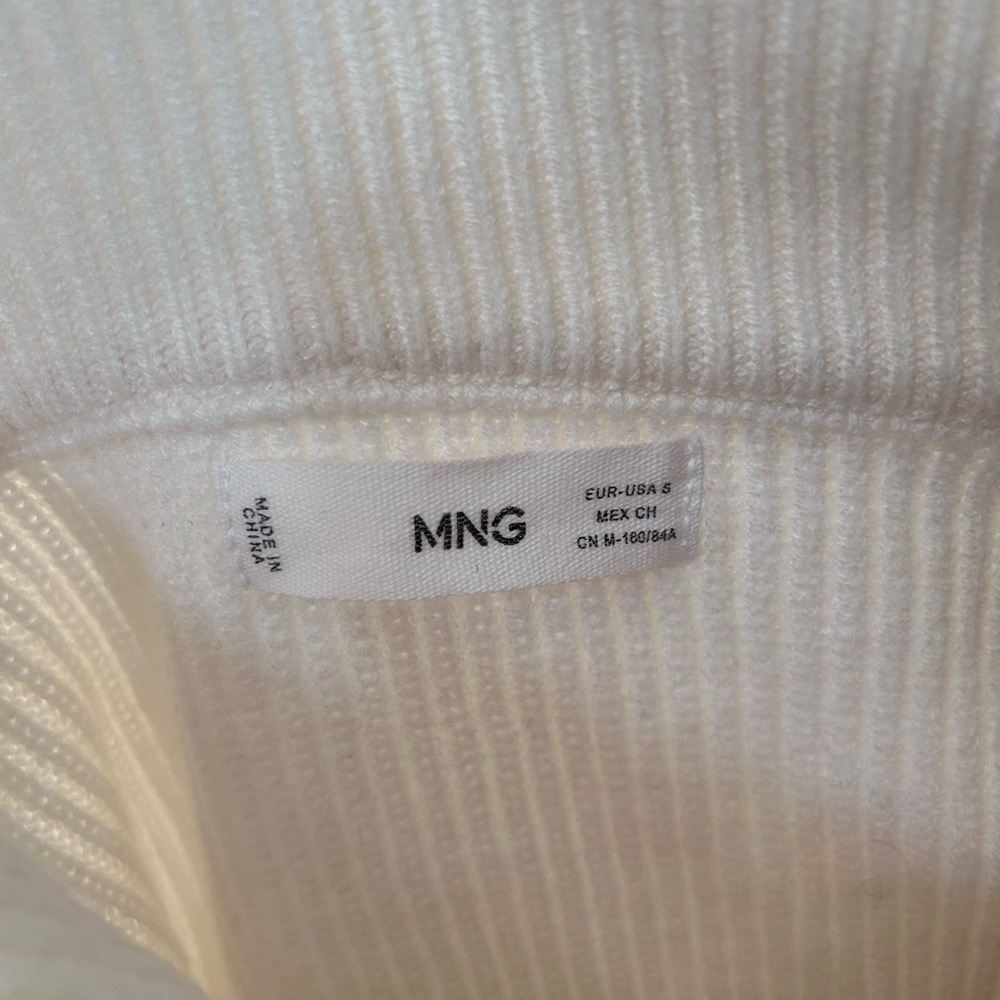 Mango White and Black Striped Sweater with Zip Women’s Size Small - Picture 5 of 6